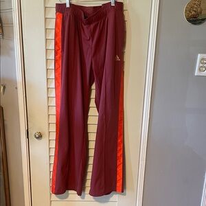 adidas Red Track Pants with Orange Stripes